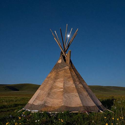 Wooden Tipi Under Starry Night