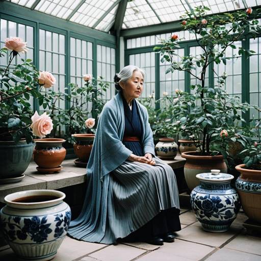 Elderly Woman in Botanical Conservatory