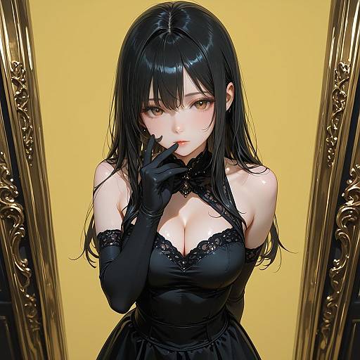 Stylish Woman in Black Dress