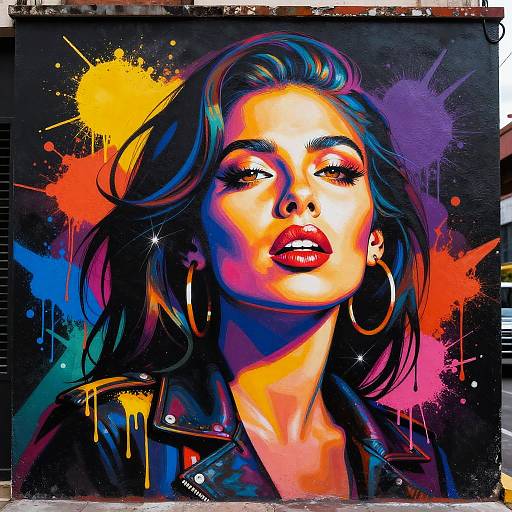 Bold Pop-Art Latina Street Mural Portrait