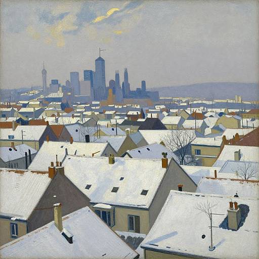 Winter Snowy Rooftops Cityscape
