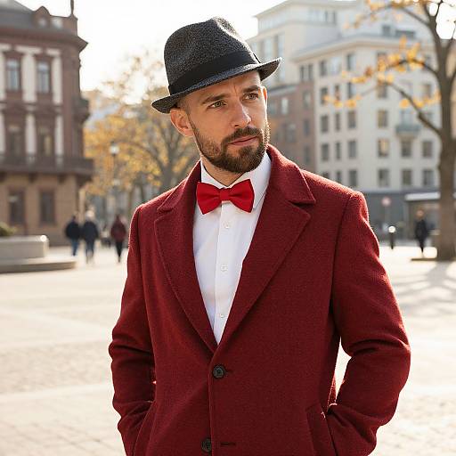 Sophisticated Man in Sunlit Cityscape