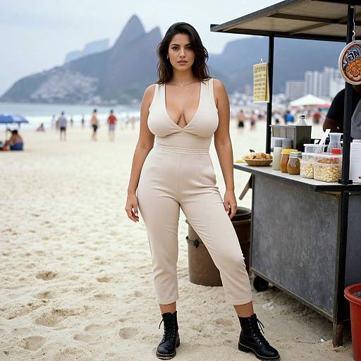 Stocky Woman at Rio Beach Food Stall