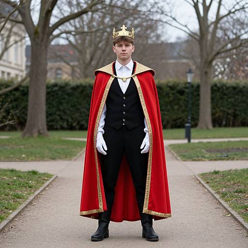Young King in Park Setting