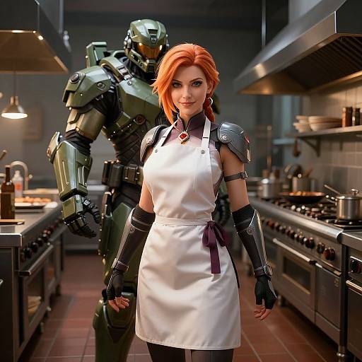 Photorealistic Chef Brigitte in Kitchen