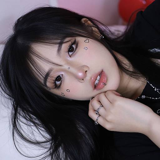 Tattooed Woman with Piercings Portrait