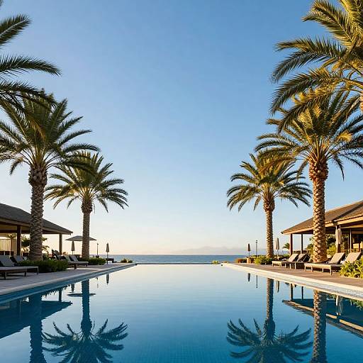 Serene Resort Pool Under Blue Sky