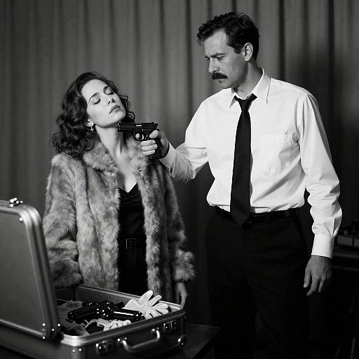 Dramatic Encounter in Black-and-White