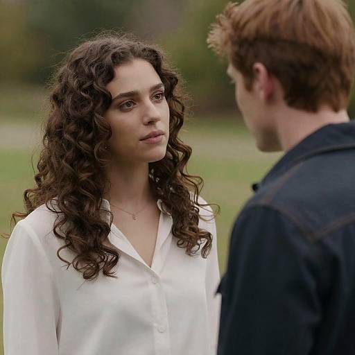 Woman and Man in Outdoor Conversation
