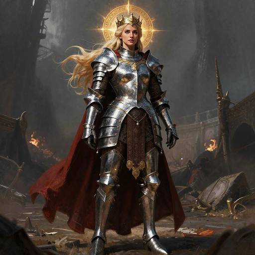 Holy Female Paladin in Silver Armor