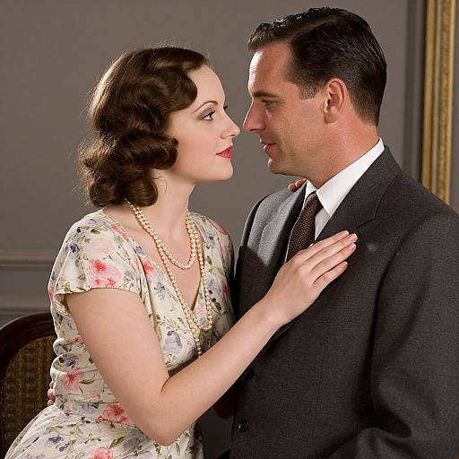 Elegant 1930s Couple in Tender Moment