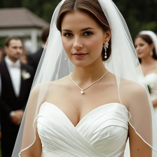 Elegant Bride in Wedding Dress with Veil