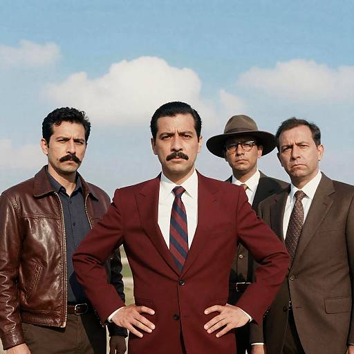 Four Men Posed Under Blue Sky