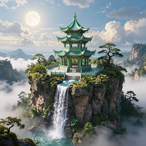 Majestic Jade Pagoda Fantasy Landscape