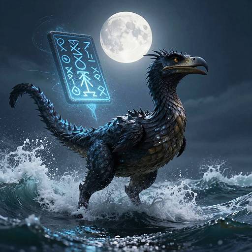 Mystical Thunderbird Over Ocean Waves