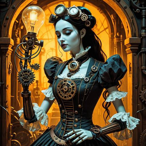 Wistful Steampunk Automaton Illustration