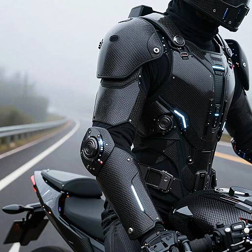 Futuristic Motorcycle Armor Close-Up