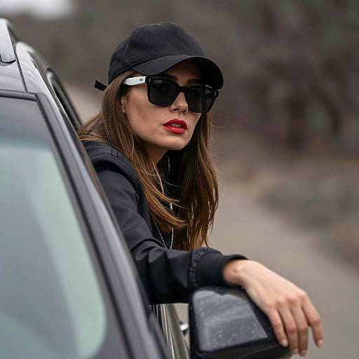 Mysterious Woman in Dark Car Portrait