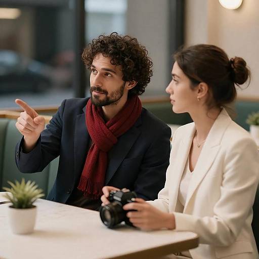 Intimate Restaurant Scene: Couple Interaction