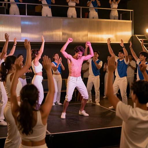 Energetic Dance Party Under Pink Lights