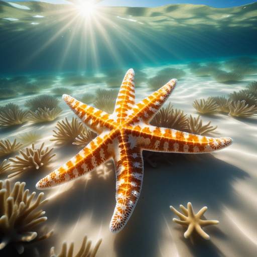 Sunlit Starfish on Ocean Floor