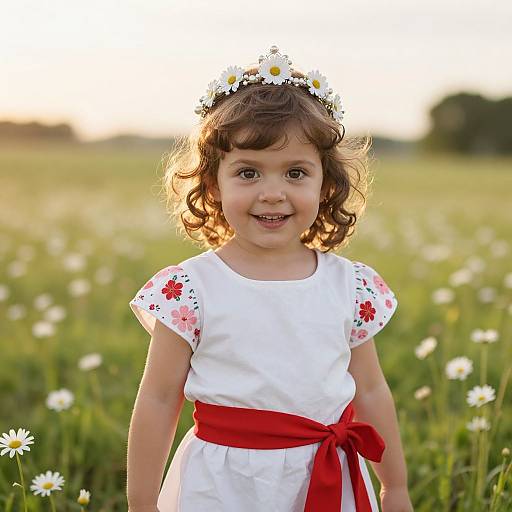 Joyful Child in Floral Meadow