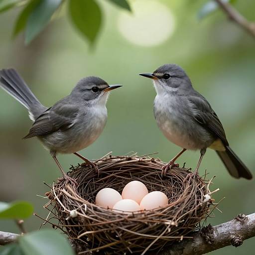 Gray Catbirds Nesting in Greenery