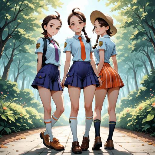 School Girls in Colorful Uniforms