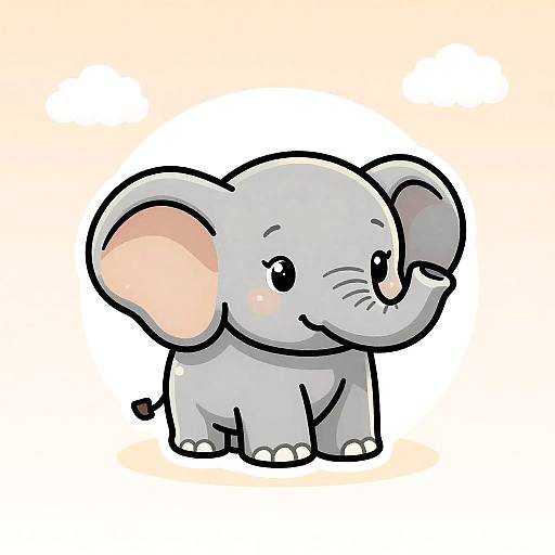Pastel Line Art Baby Elephant Avatar