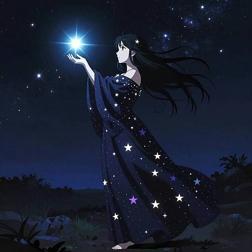 Mystical Sorceress in Starry Gown