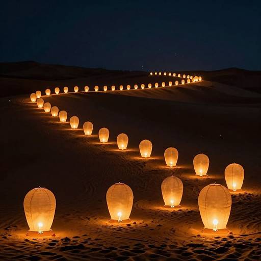 Luminous Paper Lanterns Over Desert