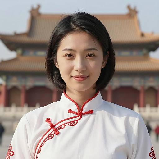 Elegant Asian Woman in Traditional Attire