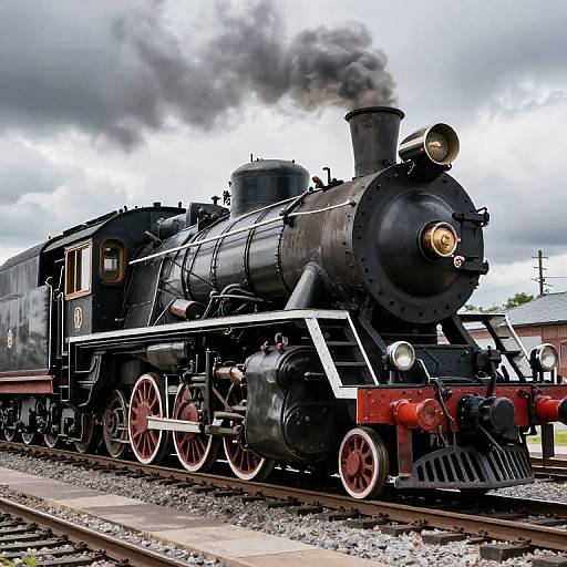 Vintage Steam Locomotive on Moody Tracks