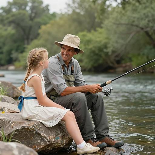 Father and Daughter by the River