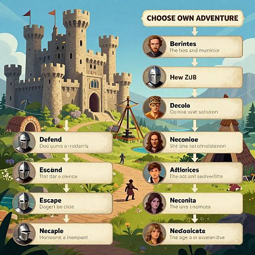 Digital illustration of a medieval castle with a 