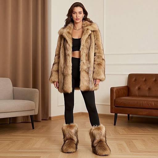 Woman Wearing Fur Leggings Costume