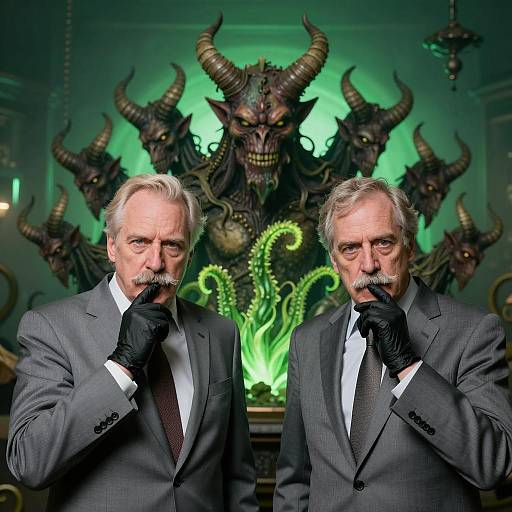 Mysterious Men Facing a Chilling Creature