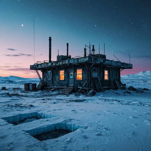 Abandoned Arctic Research Station at Twilight