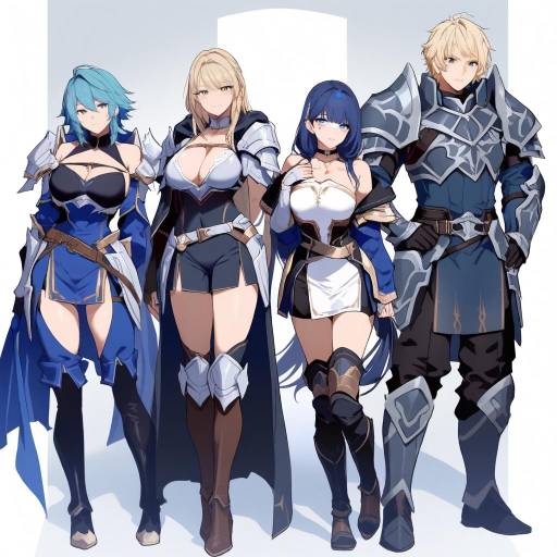Male Byleth Surrounded by Three Girls