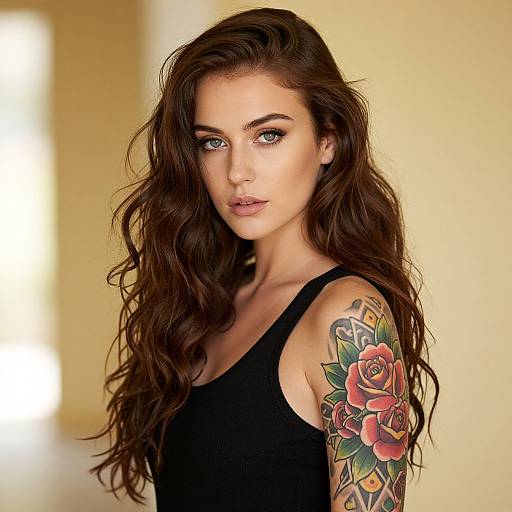 Portrait of Woman with Colorful Tattoo