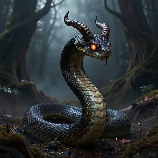 Demonic Snake in Cursed Forest