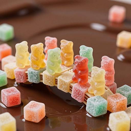 Gummy Bear Guardians Over Chocolate Sea