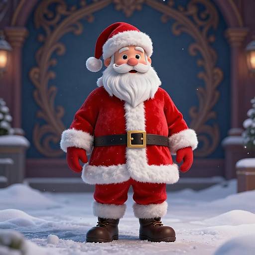 3D Santa in Snowy Mural Room