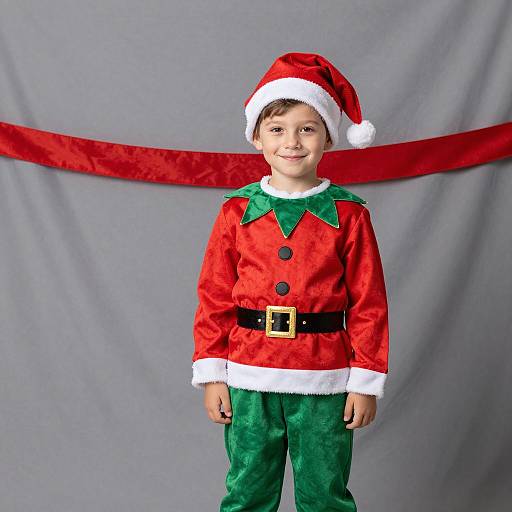 Boy in Holiday Elf Costume
