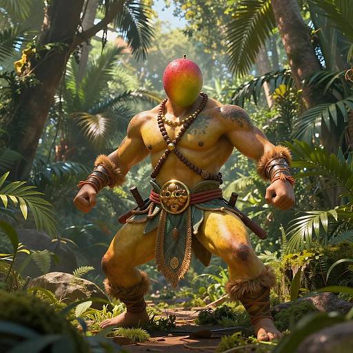 Epic Mango Warrior in Tropical Jungle