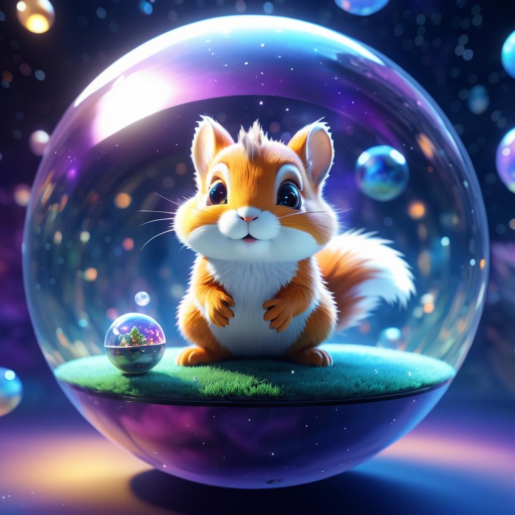 Adorable Space Squirrel in Glass Sphere