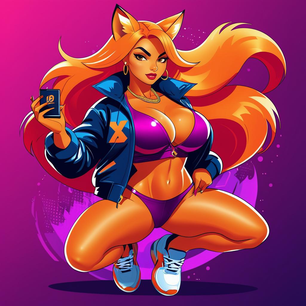 Dynamic Female Hip-Hop Fox Character