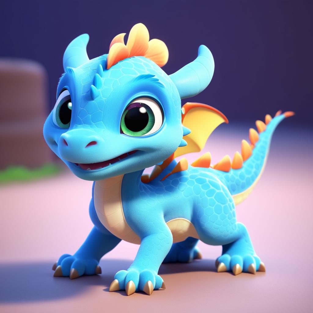 Adorable Pixar-Style Baby Dragon Render