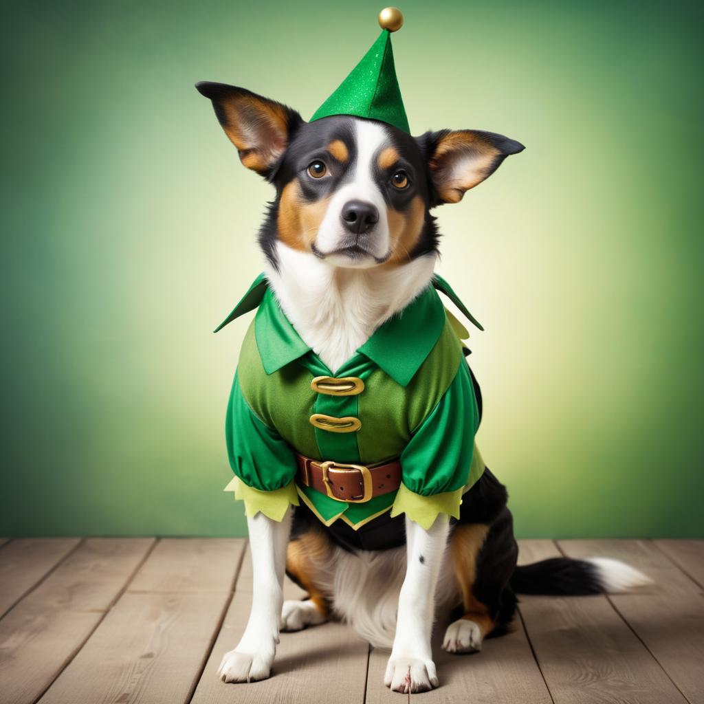 Whimsical Dog in Peter Pan Costume