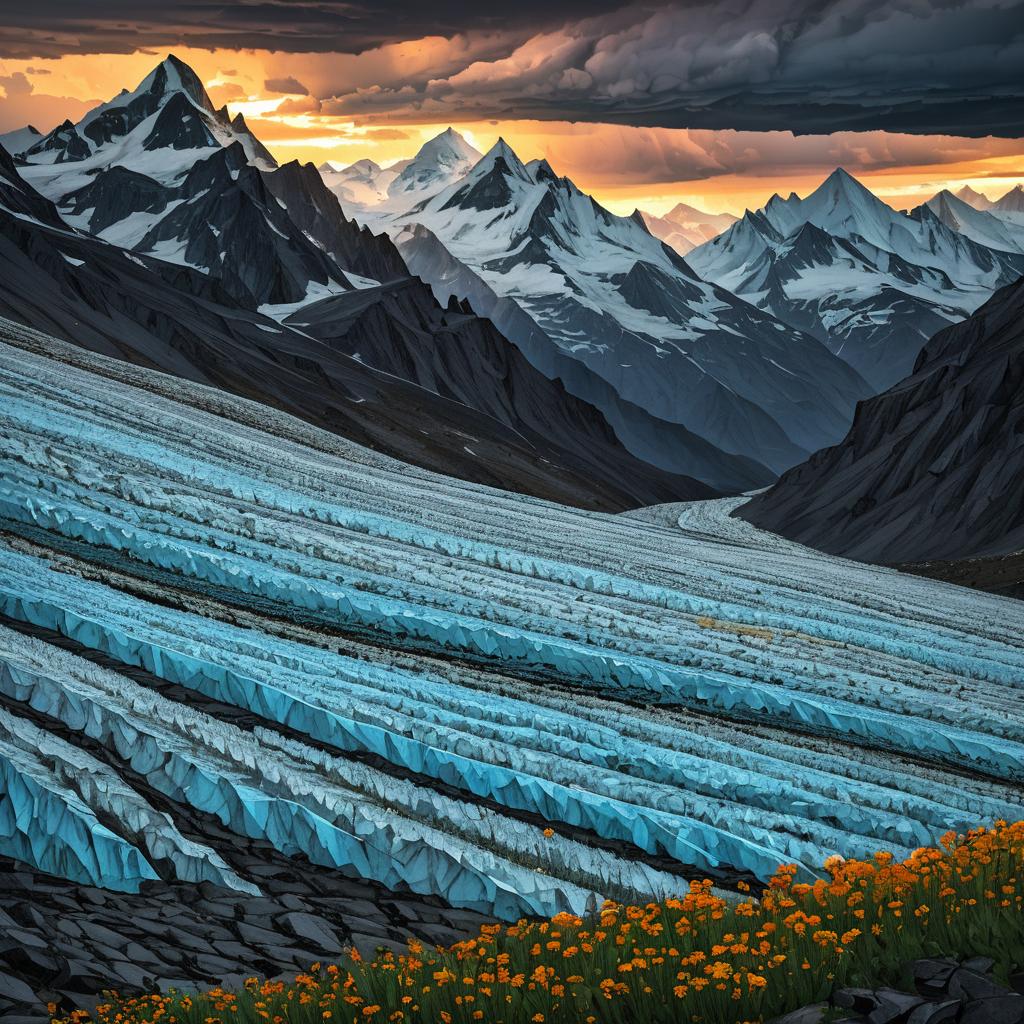 Immersive Glacier Fields at Dusk